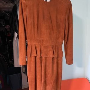 Vintage Della Roufogali dress all natural suade size 12 backless